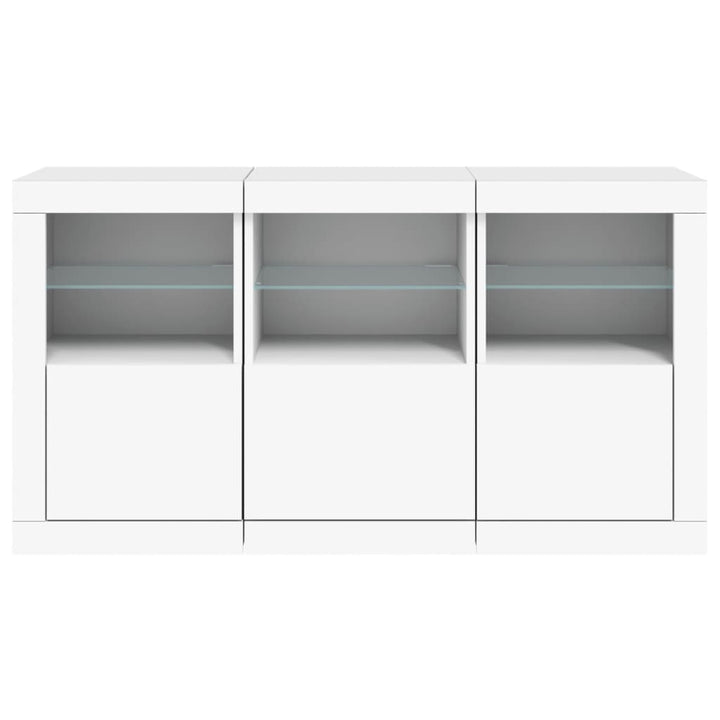 skænk med LED-lys 123x37x67 cm hvid