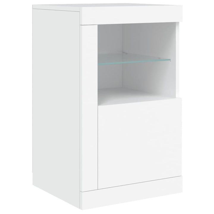 skænk med LED-lys 123x37x67 cm hvid