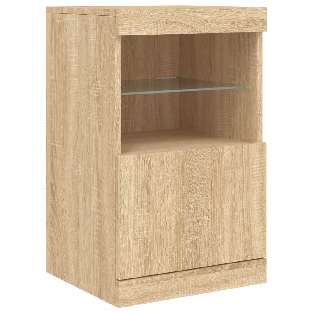 skænk med LED-lys 123x37x67 cm sonoma-eg