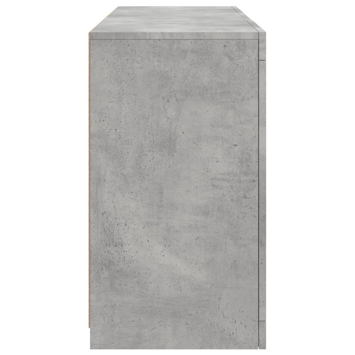 skænk med LED-lys 123x37x67 cm betongrå