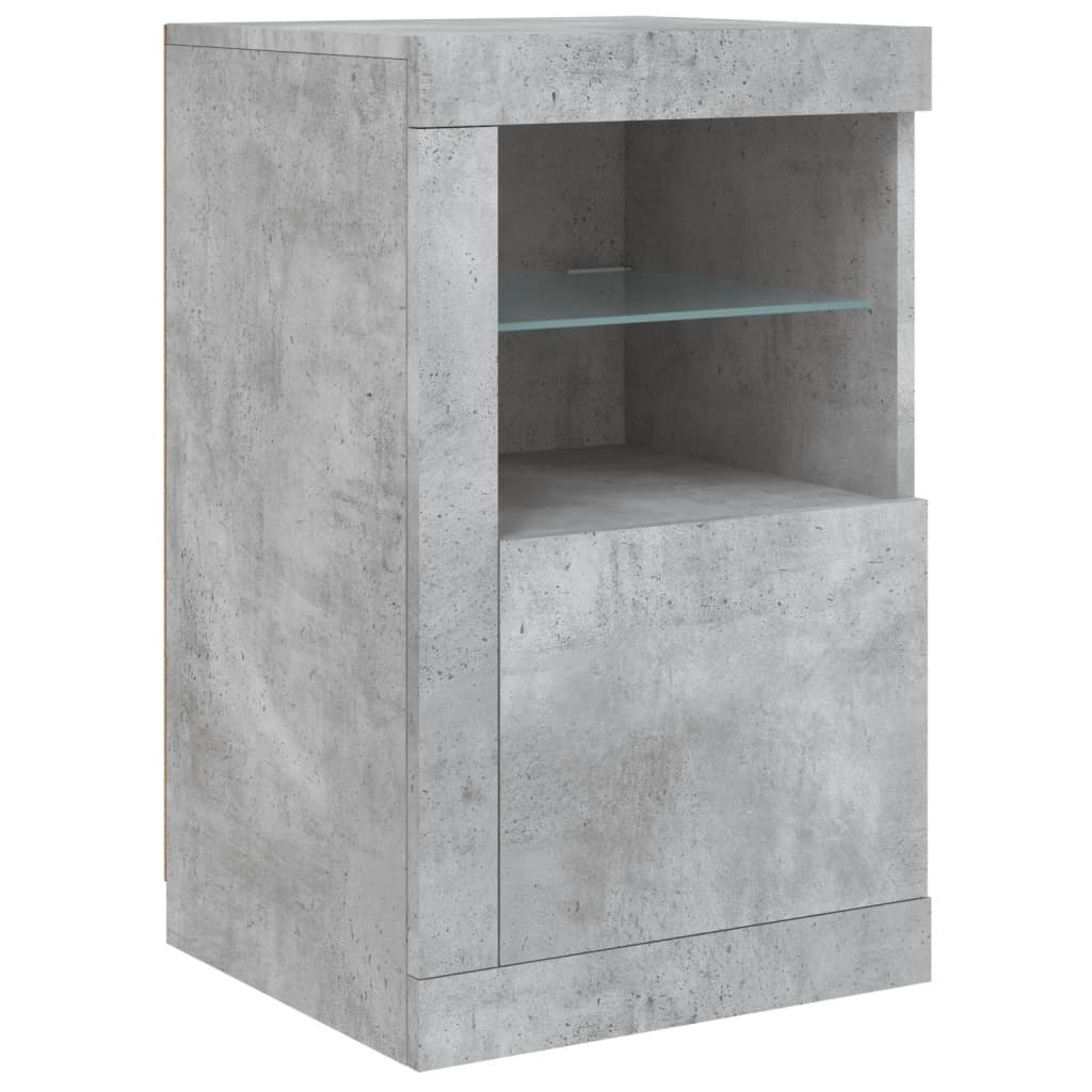 skænk med LED-lys 123x37x67 cm betongrå