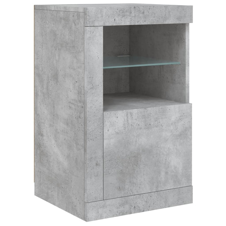 skænk med LED-lys 123x37x67 cm betongrå