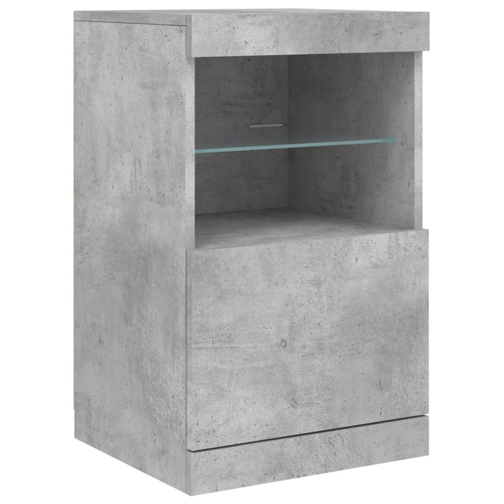 skænk med LED-lys 123x37x67 cm betongrå