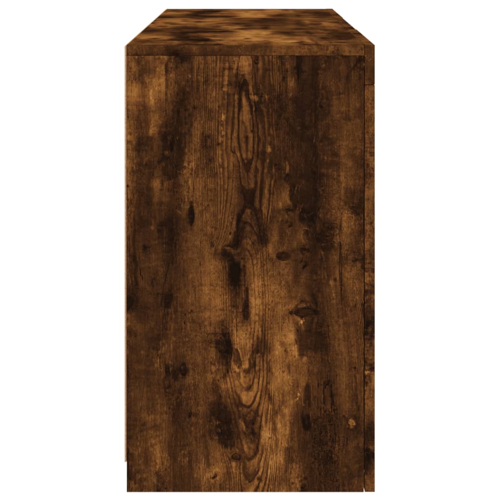 skænk med LED-lys 123x37x67cm røget egetræsfarve