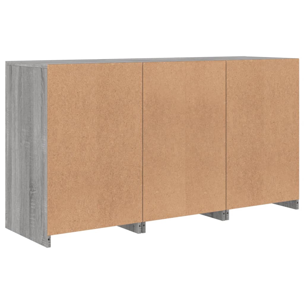 skænk med LED-lys 123x37x67 cm grå sonoma-eg