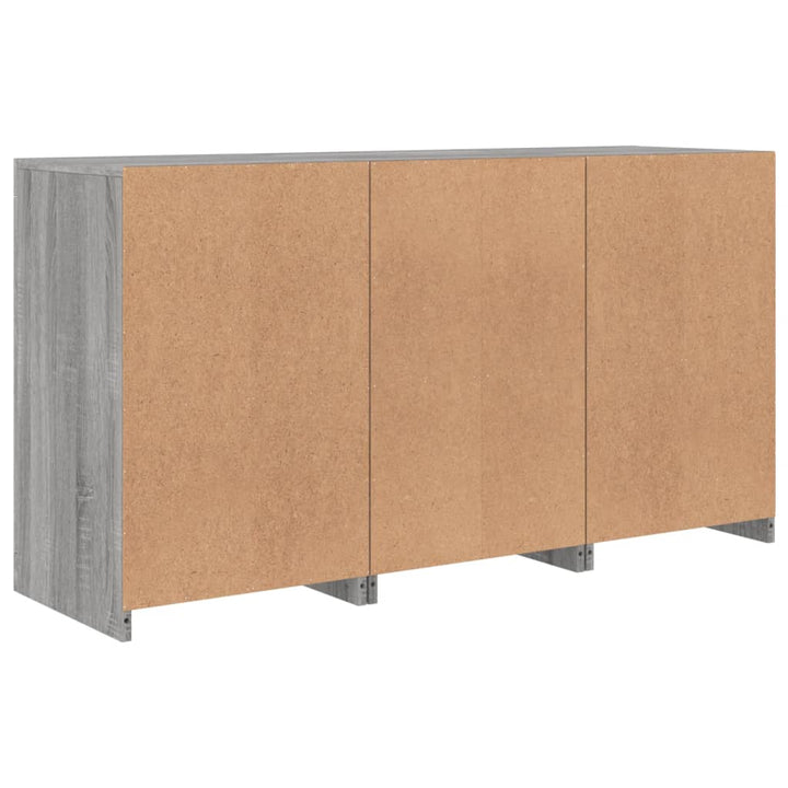 skænk med LED-lys 123x37x67 cm grå sonoma-eg