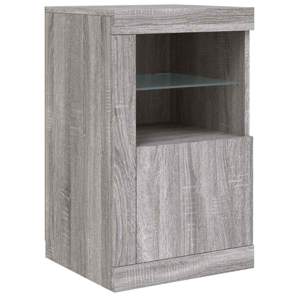 skænk med LED-lys 123x37x67 cm grå sonoma-eg