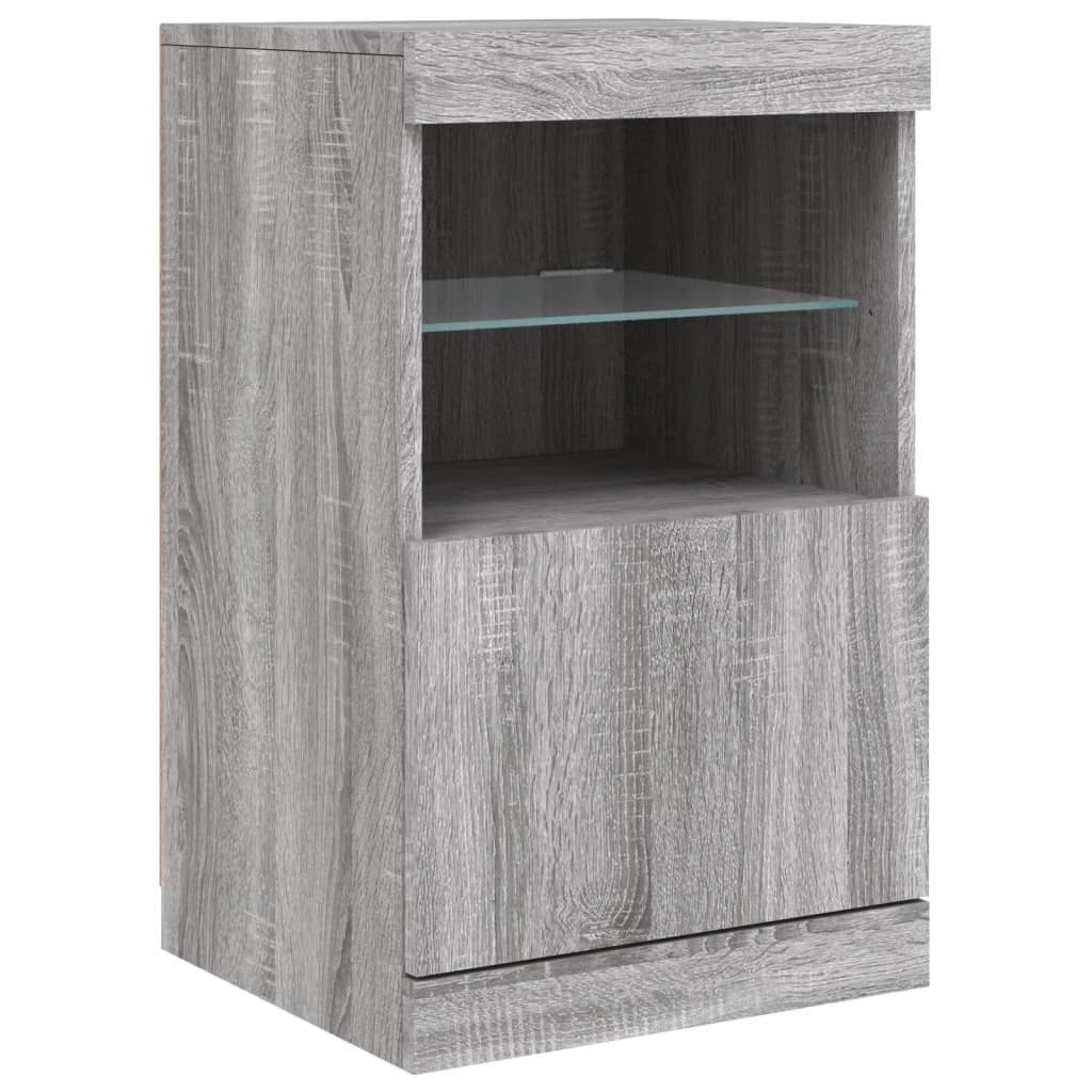 skænk med LED-lys 123x37x67 cm grå sonoma-eg