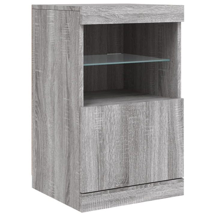 skænk med LED-lys 123x37x67 cm grå sonoma-eg
