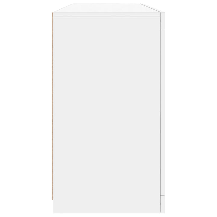 skænk med LED-lys 142,5x37x67 cm hvid