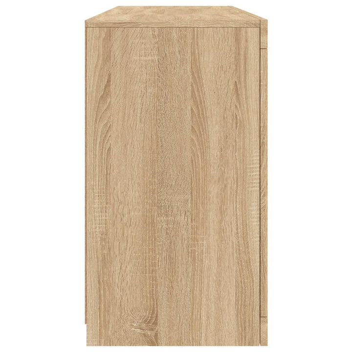 skænk med LED-lys 142,5x37x67 cm sonoma-eg