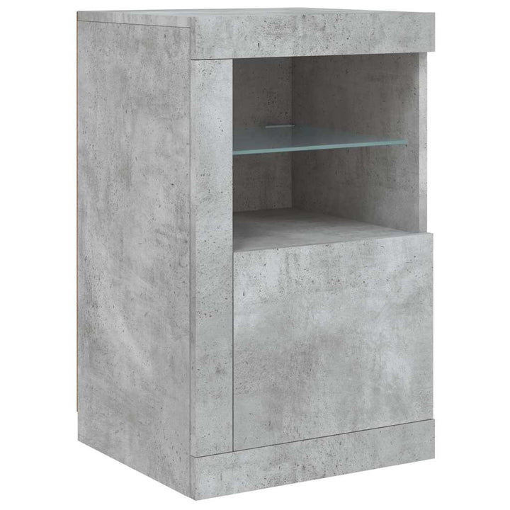 skænk med LED-lys 142,5x37x67 cm betongrå