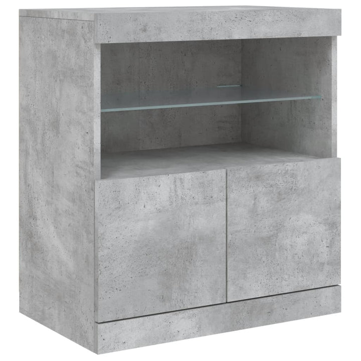 skænk med LED-lys 142,5x37x67 cm betongrå