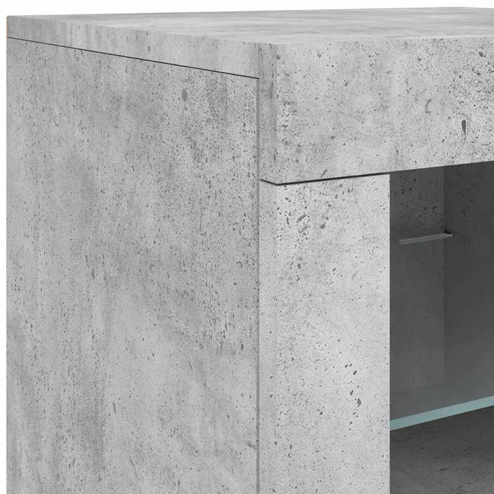 skænk med LED-lys 142,5x37x67 cm betongrå