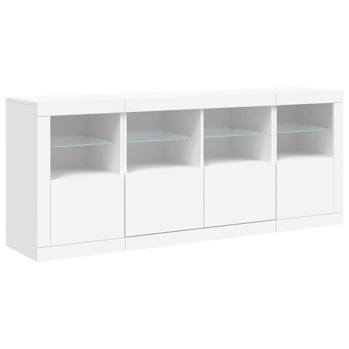 skænk med LED-lys 163x37x67 cm hvid
