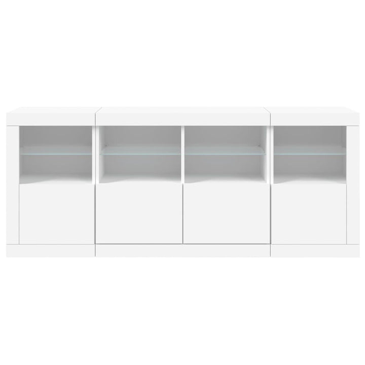 skænk med LED-lys 163x37x67 cm hvid