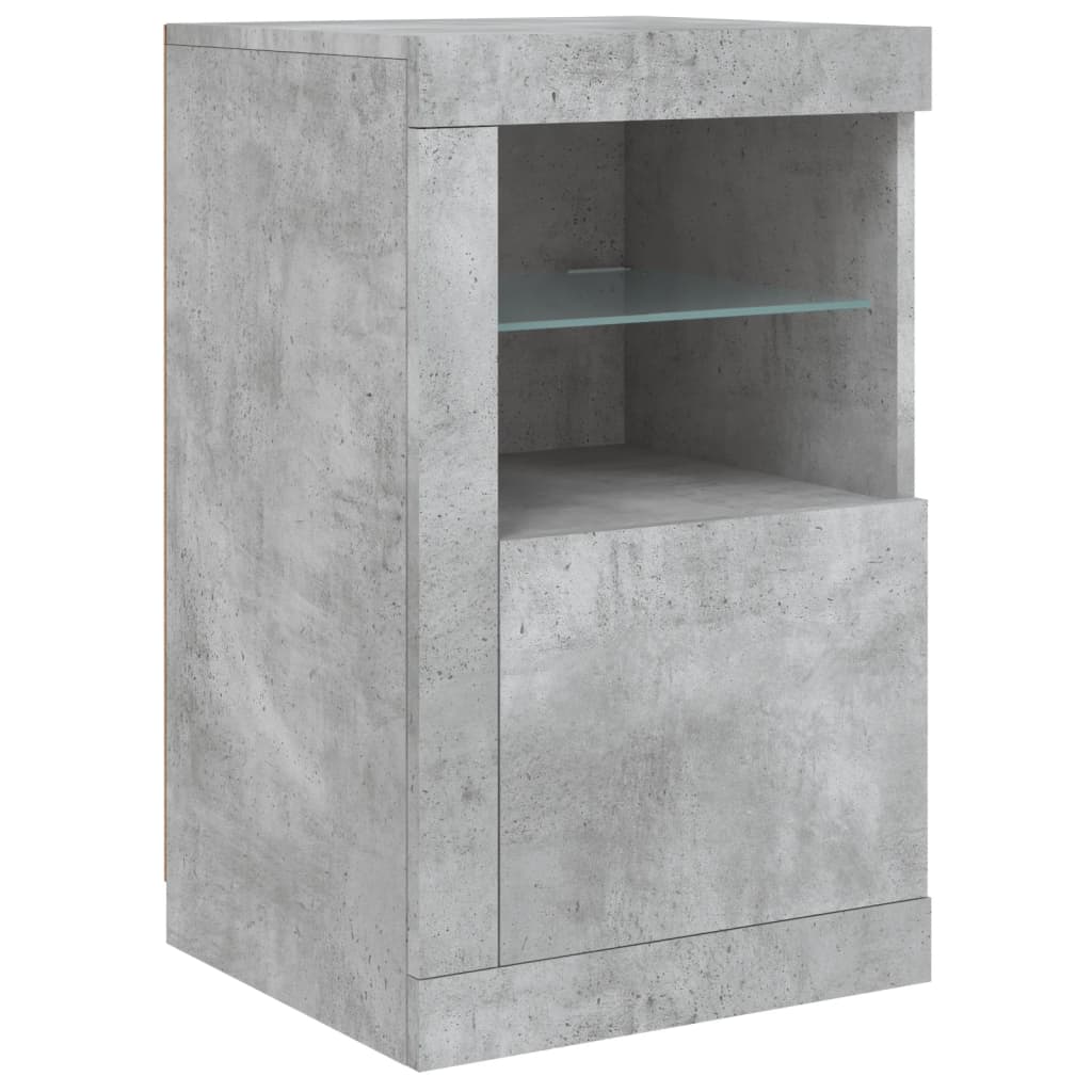 skænk med LED-lys 163x37x67 cm betongrå