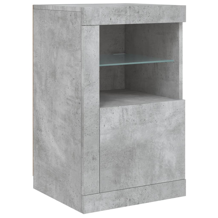 skænk med LED-lys 163x37x67 cm betongrå
