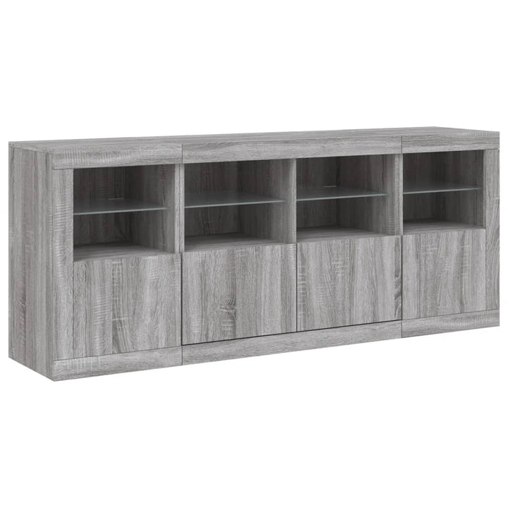 skænk med LED-lys 163x37x67 cm grå sonoma-eg