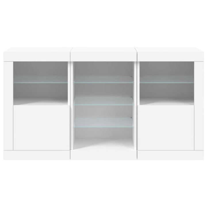 skænk med LED-lys 123x37x67 cm hvid