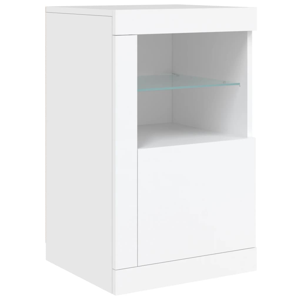 skænk med LED-lys 123x37x67 cm hvid