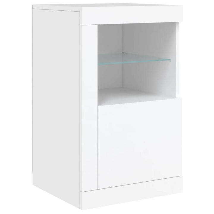 skænk med LED-lys 123x37x67 cm hvid