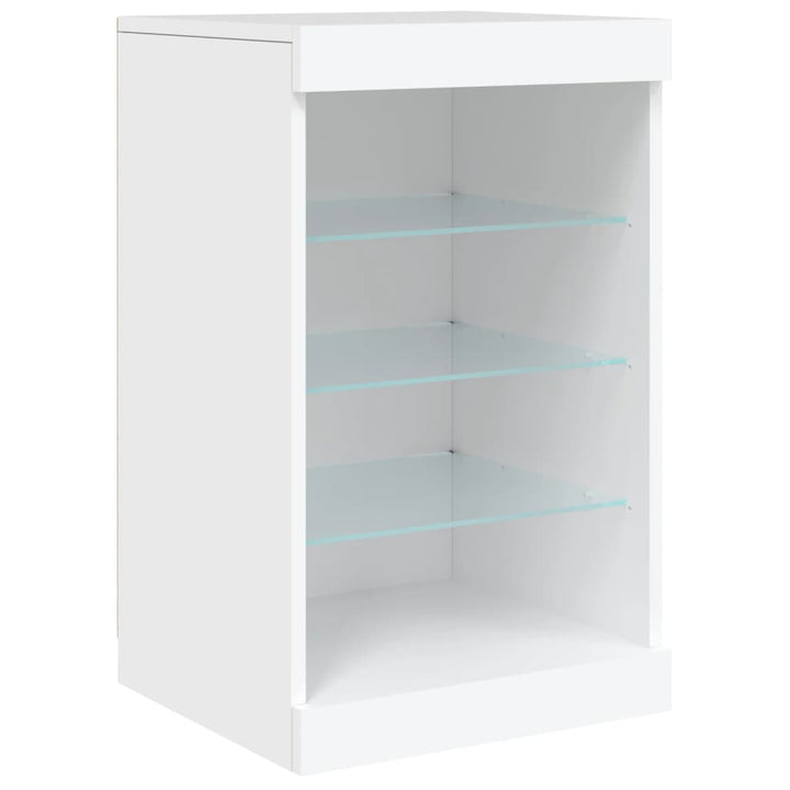 skænk med LED-lys 123x37x67 cm hvid