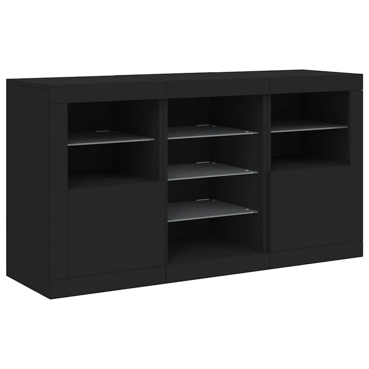 skænk med LED-lys 123x37x67 cm sort
