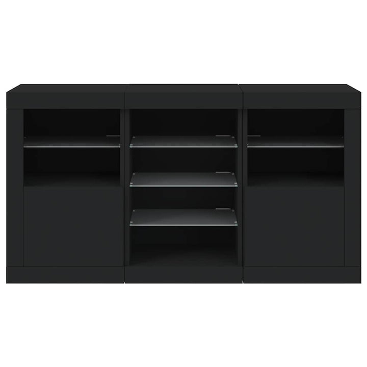 skænk med LED-lys 123x37x67 cm sort