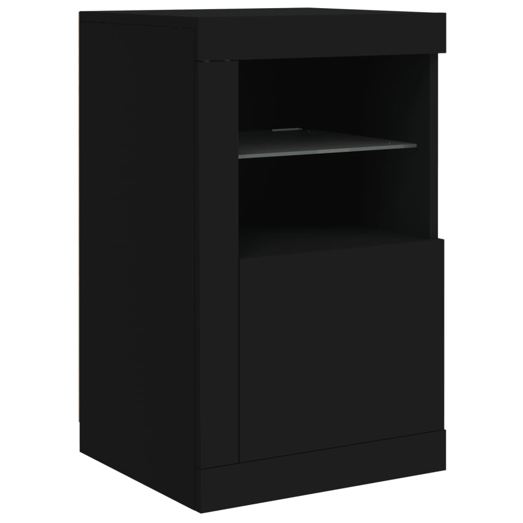 skænk med LED-lys 123x37x67 cm sort