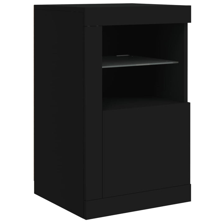skænk med LED-lys 123x37x67 cm sort