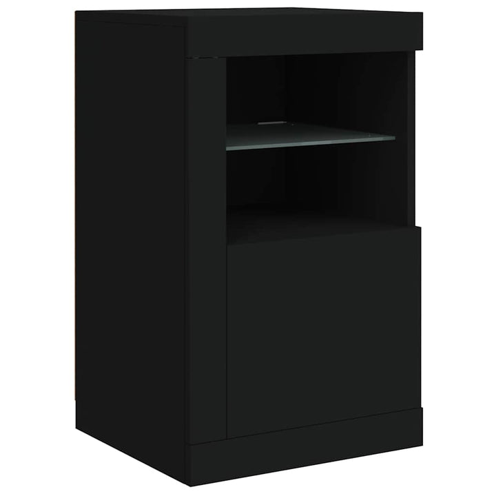 skænk med LED-lys 123x37x67 cm sort