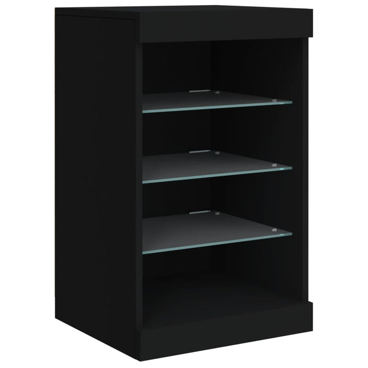 skænk med LED-lys 123x37x67 cm sort