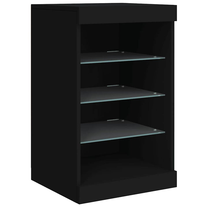 skænk med LED-lys 123x37x67 cm sort