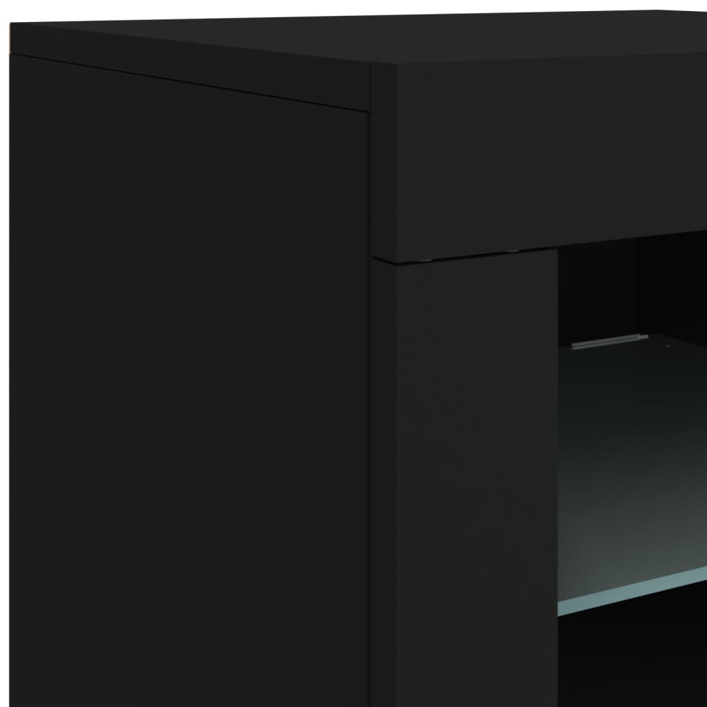 skænk med LED-lys 123x37x67 cm sort
