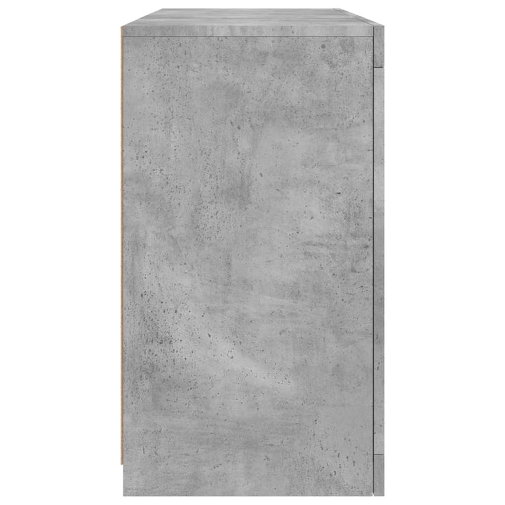skænk med LED-lys 123x37x67 cm betongrå