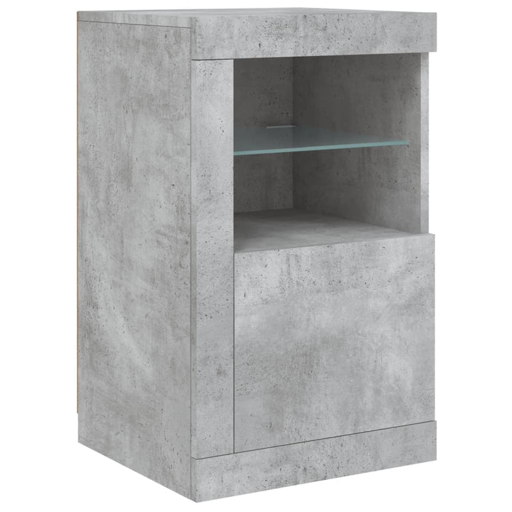 skænk med LED-lys 123x37x67 cm betongrå