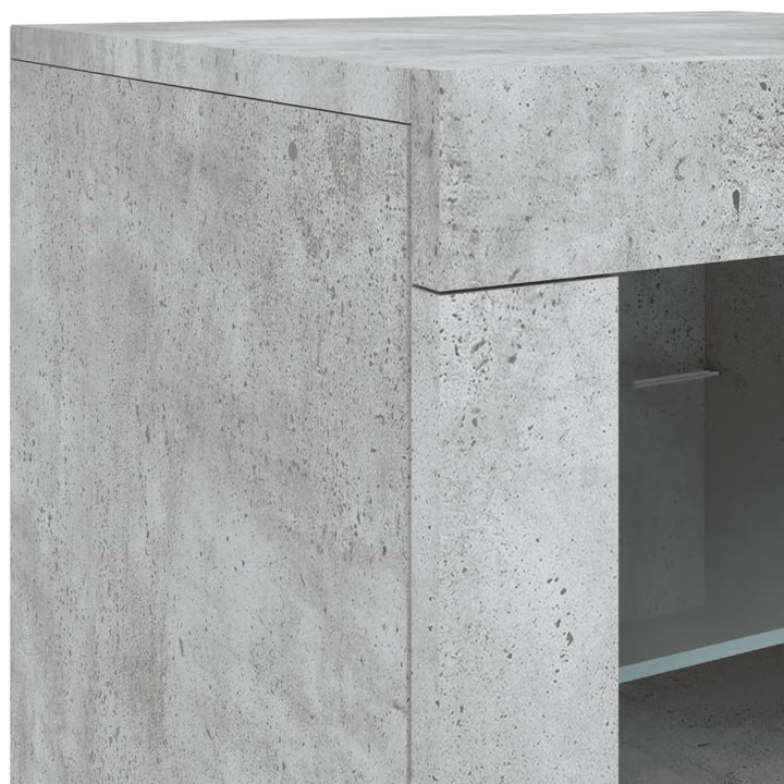 skænk med LED-lys 123x37x67 cm betongrå