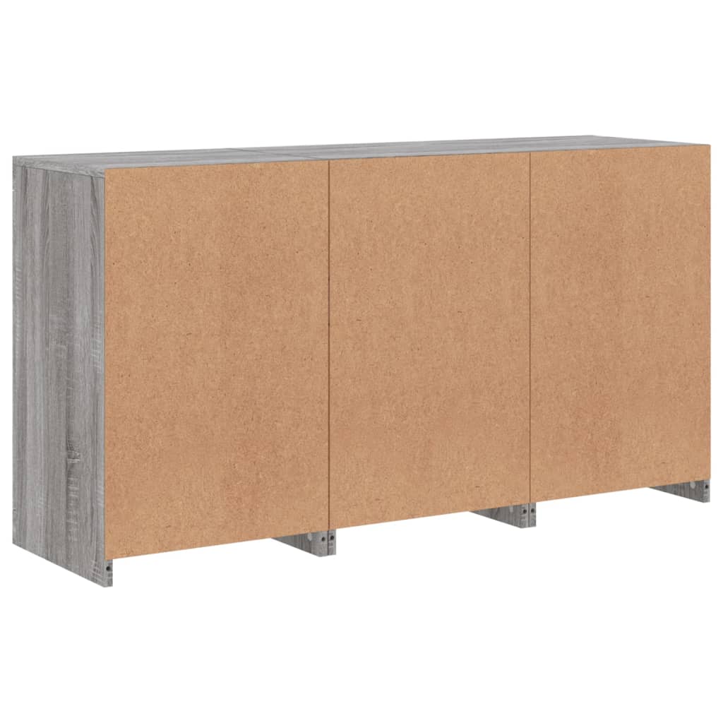 skænk med LED-lys 123x37x67 cm grå sonoma-eg
