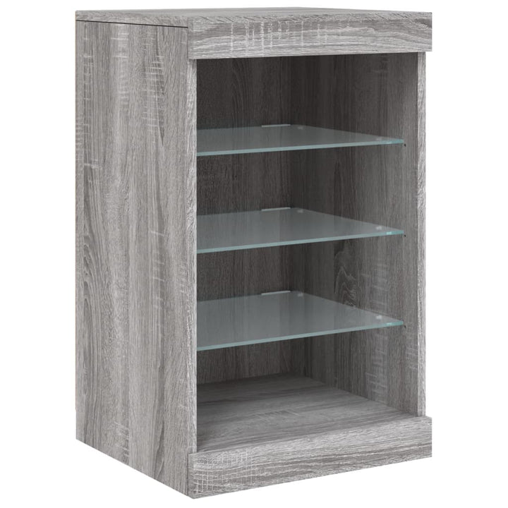 skænk med LED-lys 123x37x67 cm grå sonoma-eg