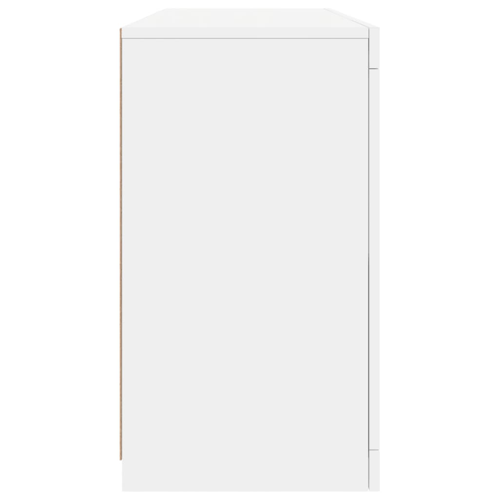 skænk med LED-lys 142,5x37x67 cm hvid