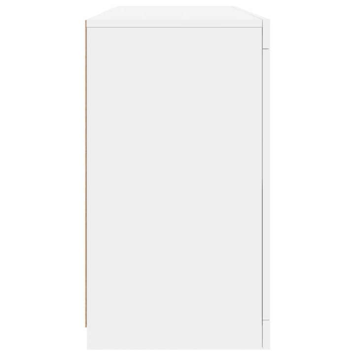 skænk med LED-lys 142,5x37x67 cm hvid