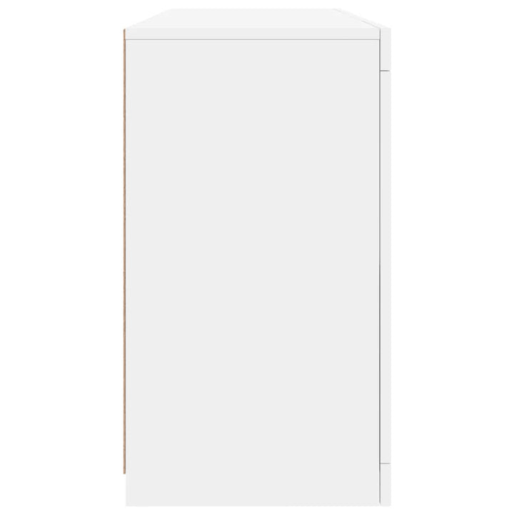 skænk med LED-lys 142,5x37x67 cm hvid