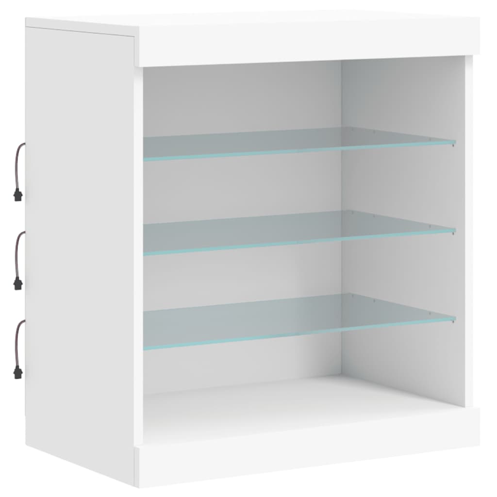 skænk med LED-lys 142,5x37x67 cm hvid