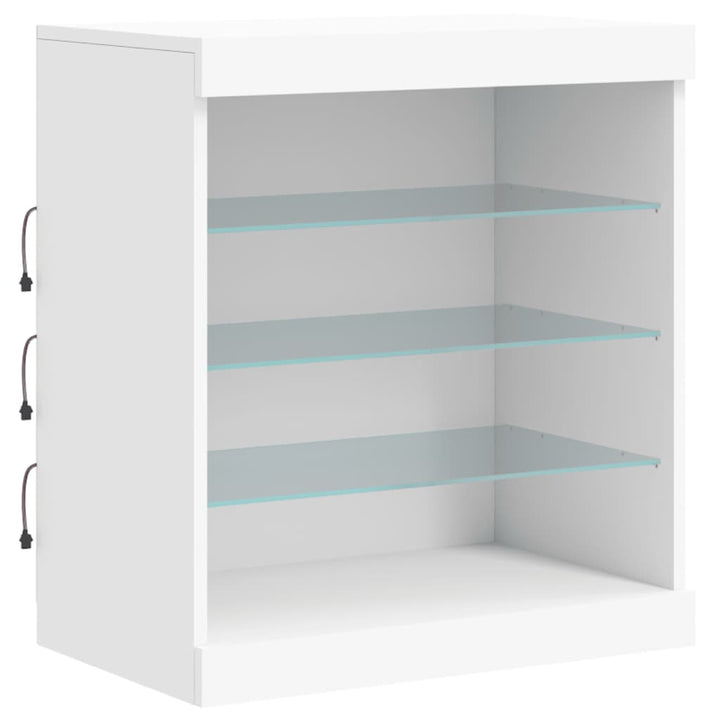 skænk med LED-lys 142,5x37x67 cm hvid