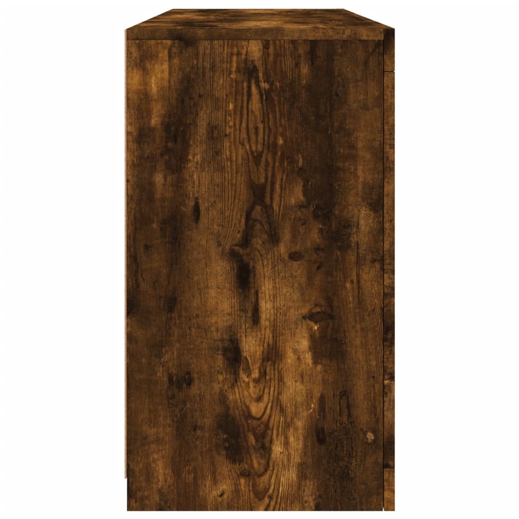 skænk med LED-lys 142,5x37x67cm røget egetræsfarve