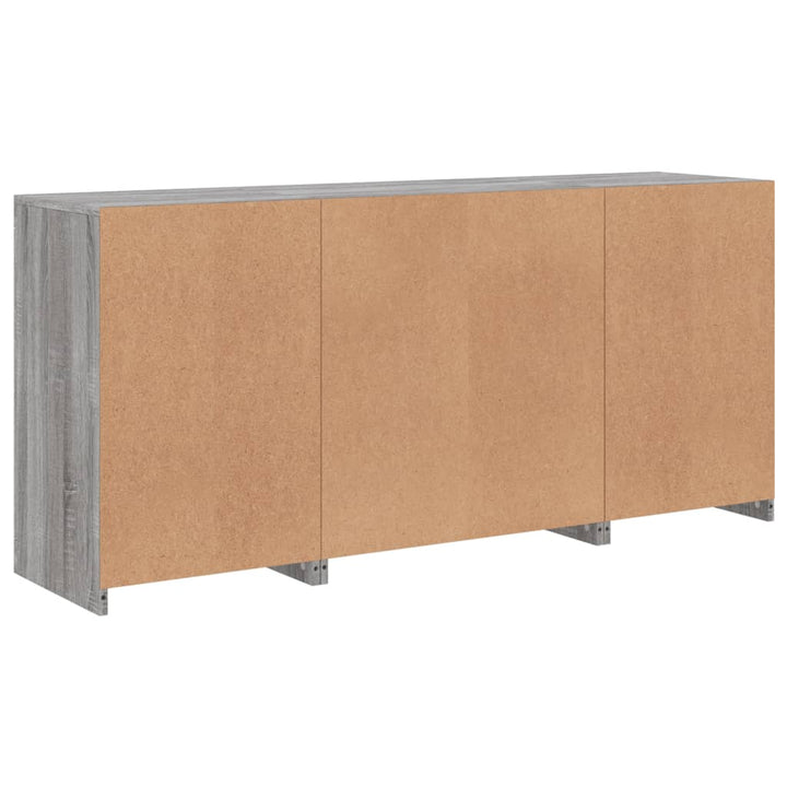 skænk med LED-lys 142,5x37x67 cm grå sonoma-eg