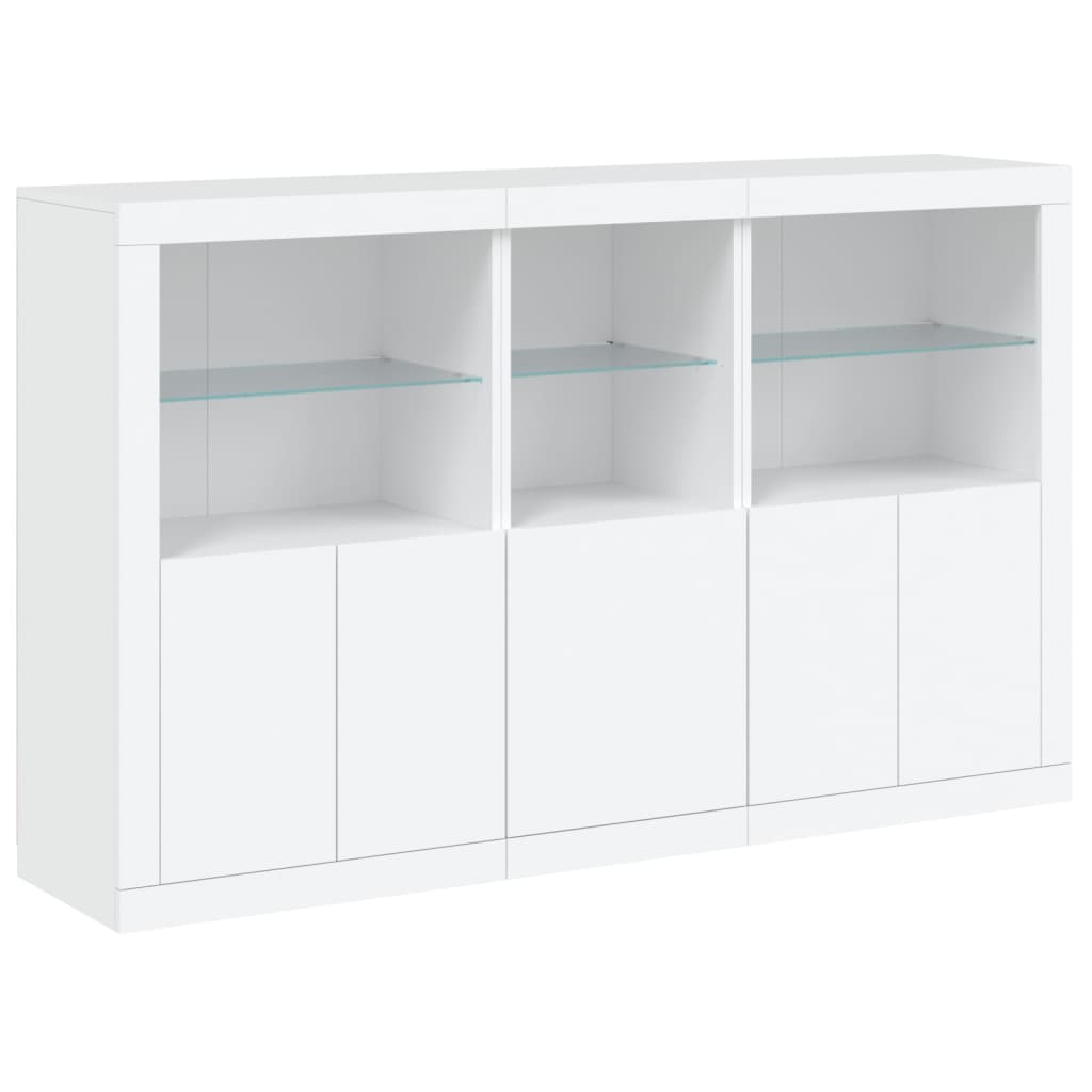 skænk med LED-lys 162x37x100 cm hvid
