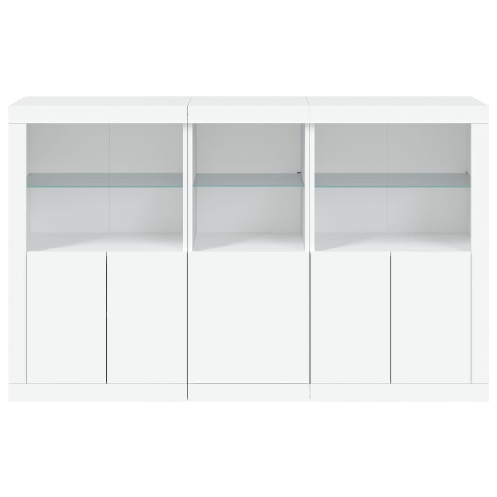 skænk med LED-lys 162x37x100 cm hvid