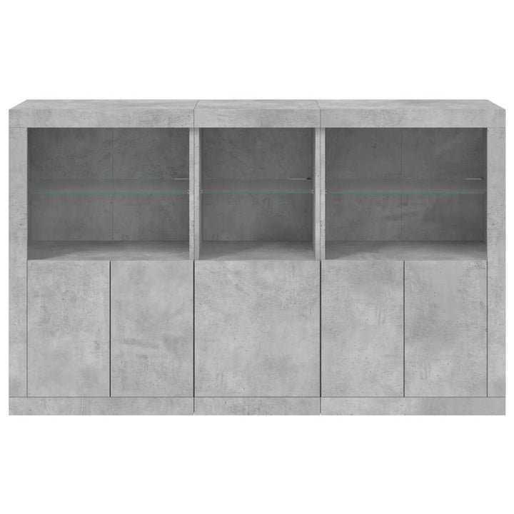 skænk med LED-lys 162x37x100 cm betongrå